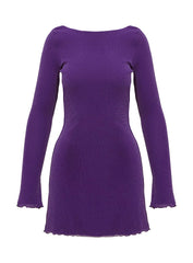Leshner Long Sleeve Mini Dress Purple