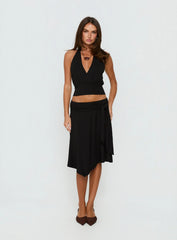 Arabele Halter Wrap Top Black