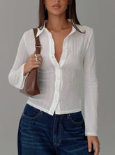 When You Sleep Long Sleeve Top White