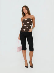 Act Natural Strapless Top Brown / Pink Polka