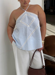 Jezabele Halter Top Blue Stripe Curve