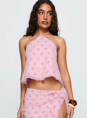 Remembering Tie Back Top Pink