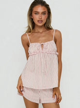 Harwin Gathered Bust Babydoll Top Pink Stripe