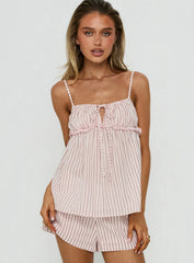 Harwin Gathered Bust Babydoll Top Pink Stripe