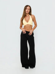 In Motion Active Plunge Halter Crop Top Yellow