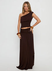 Full Orbit One Shoulder Top Chocolate