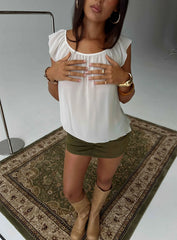 Sidra Off Shoulder Sheer Top Cream