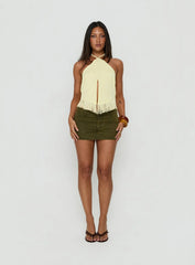 Junaya Arrowneck Fringe Detail Top Lemon