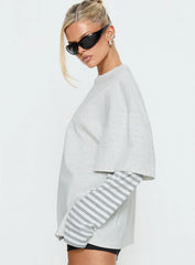 Ryann Long Sleeve Layered Top Grey / White Stripe
