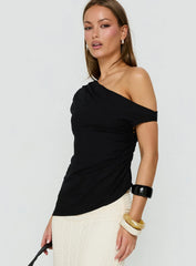Kaylani One Shoulder Drape Top Black
