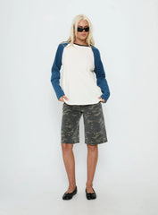 Kravitz Long Sleeve Baseball Raglan Top Blue
