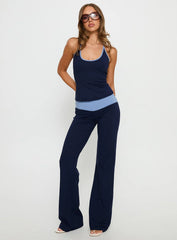 Kobee Jersey Halter Top Navy / Light Blue