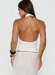 Esperia Halter Cowl Neck Top White