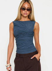 Persuade You Ruched Top Blue