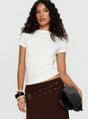 Chelese Cut Out Ruched Top White